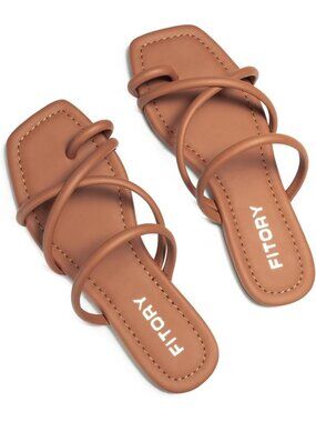 Women's All Brown Summer Flat Toe Ring Thong Open Toe Cross Strap Fashion Shoes
